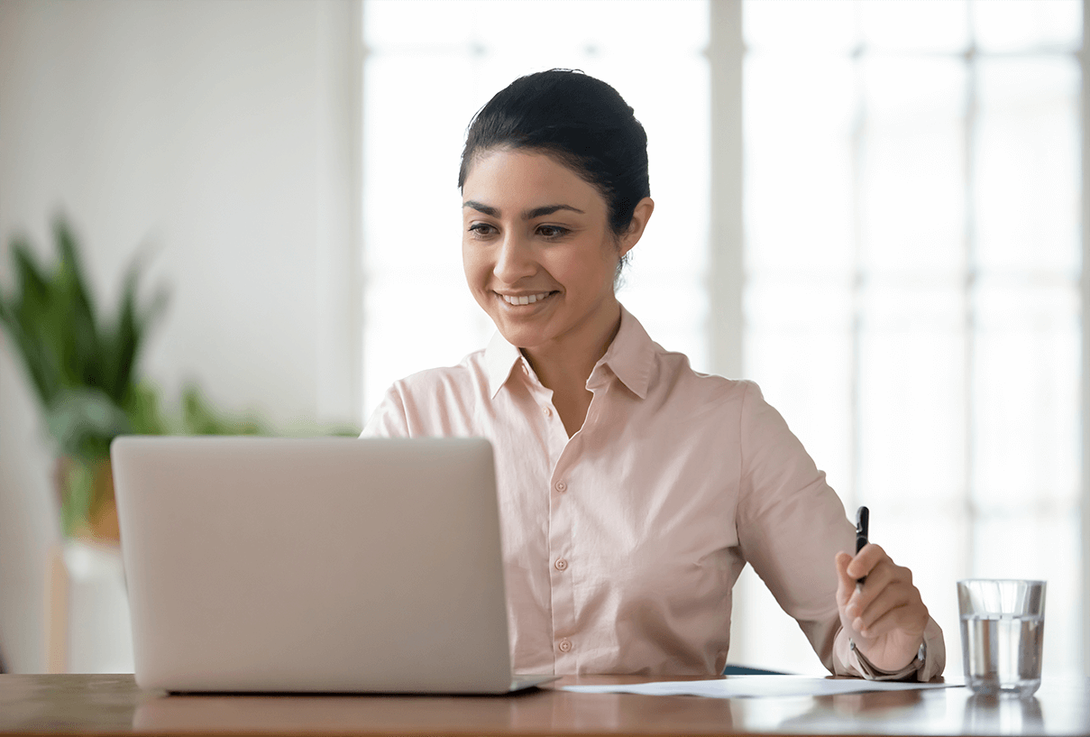 woman working at laptop