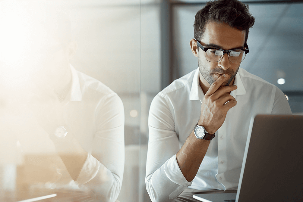 man working at laptop